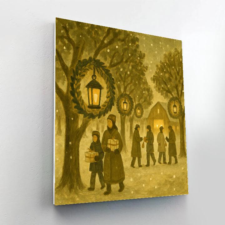 Winter Orchard Lantern Wreaths Painting by numbers kit