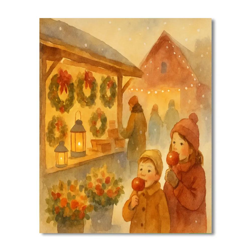 Snowy Lantern Farm Stand Number painting