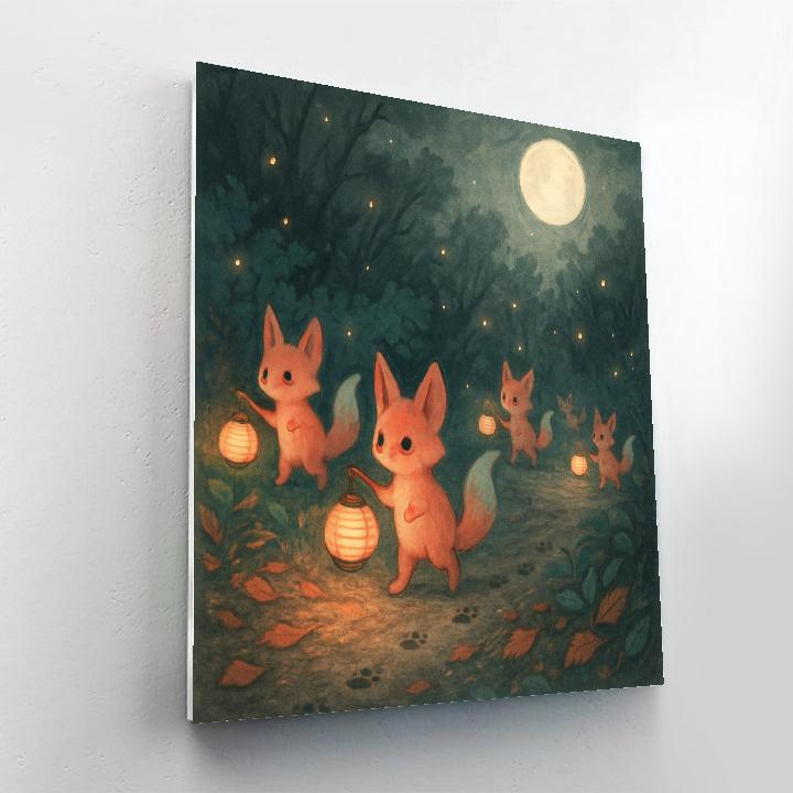 Night Of The Paper Lantern Foxes paint by color