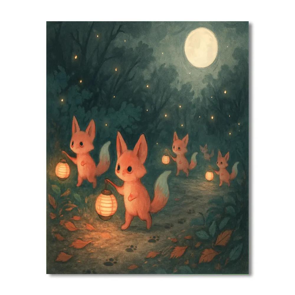 Night Of The Paper Lantern Foxes paint by color