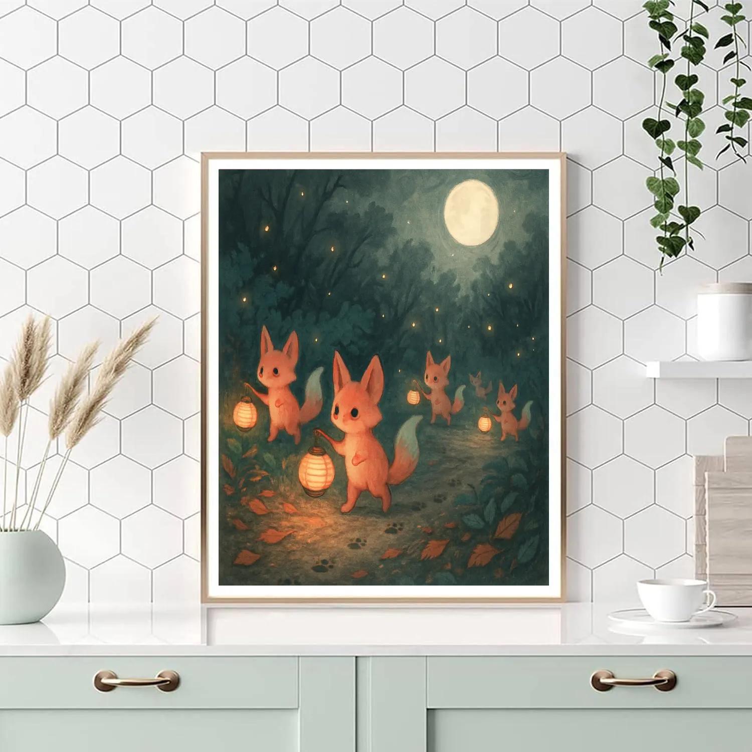 Night Of The Paper Lantern Foxes paint by color