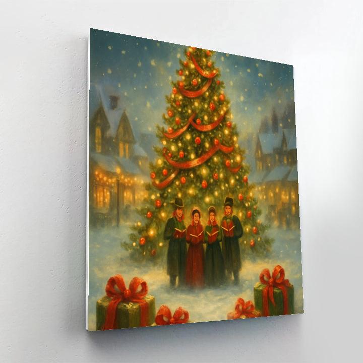 Star Tree In The Village Square Painting by numbers kit