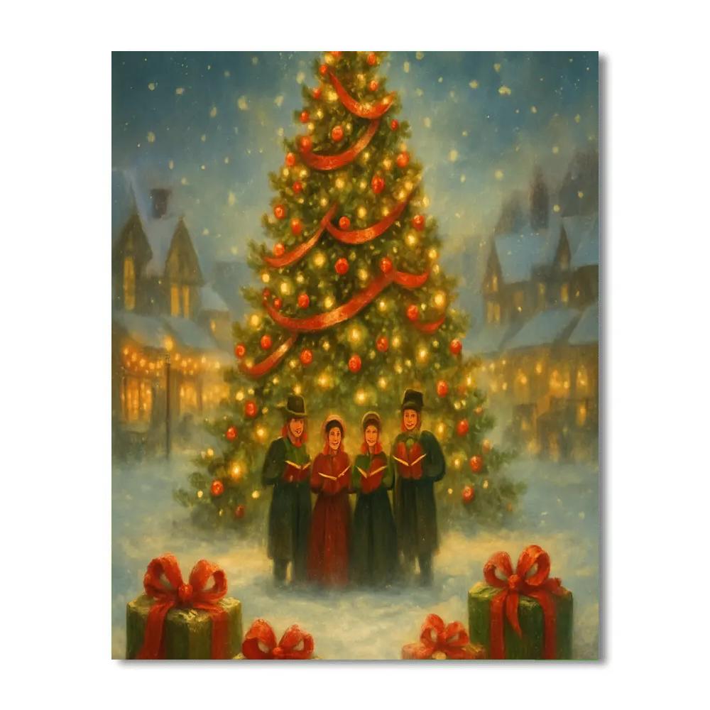 Star Tree In The Village Square Painting by numbers kit