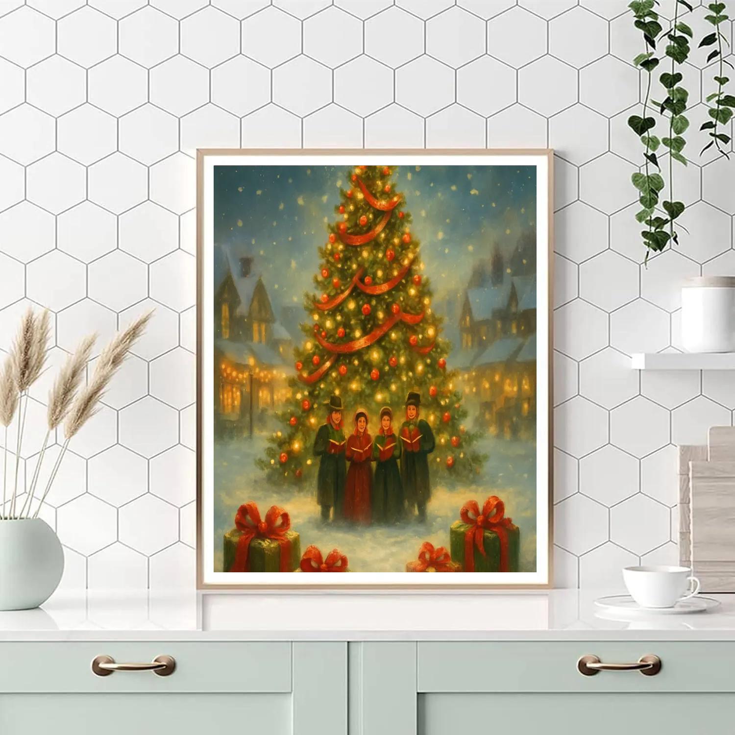 Star Tree In The Village Square Painting by numbers kit