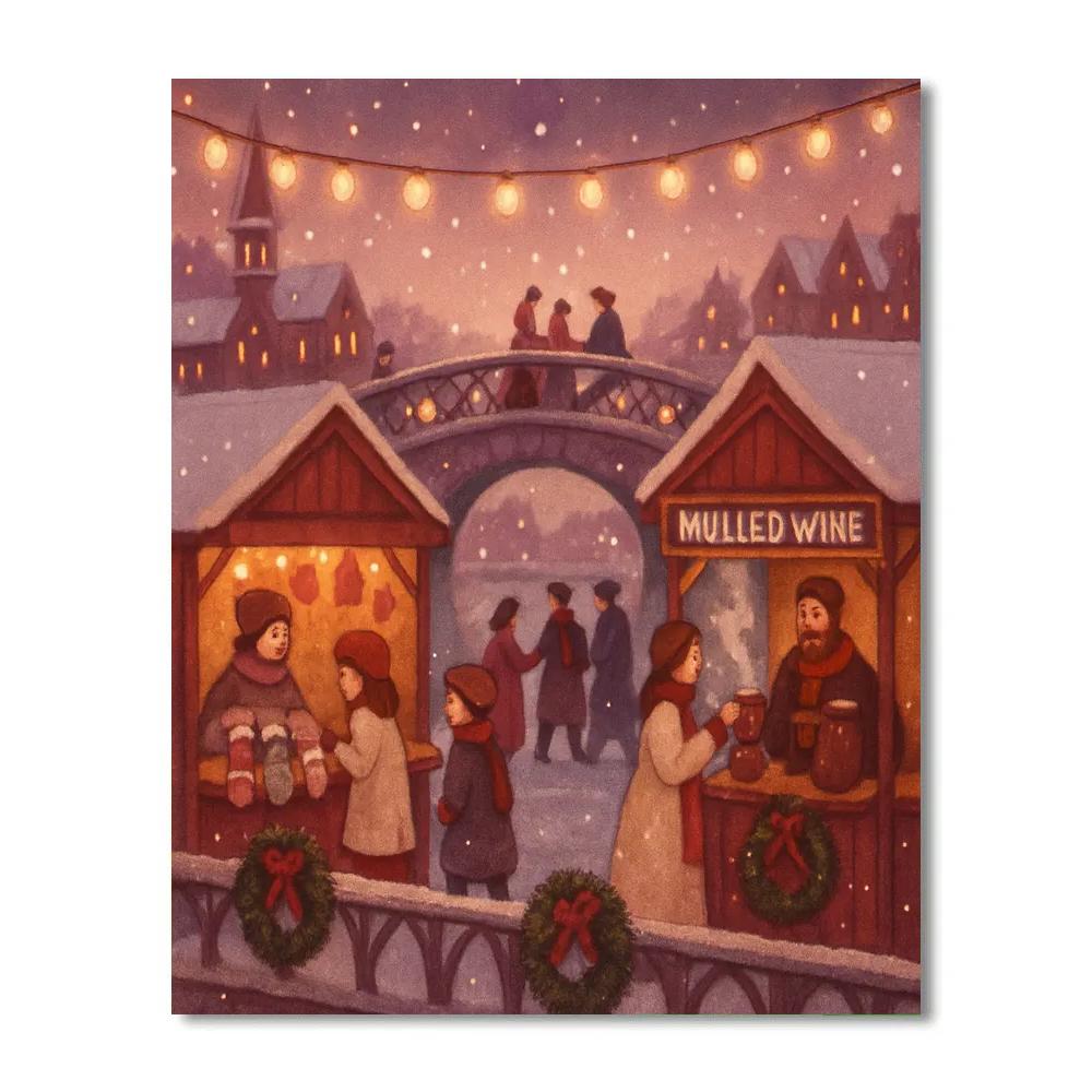 Winter Lantern Bridge Bazaar Number painting