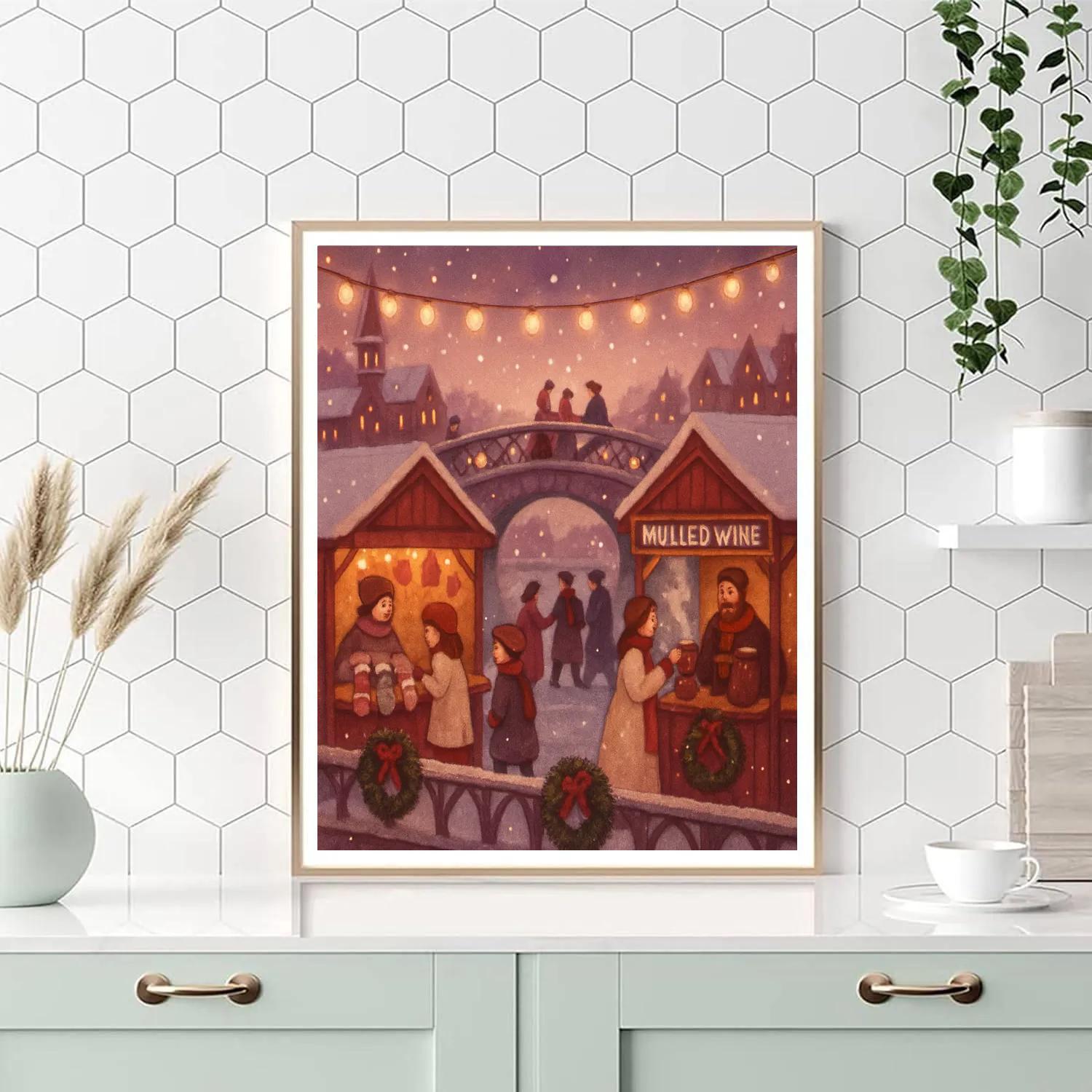 Winter Lantern Bridge Bazaar Number painting