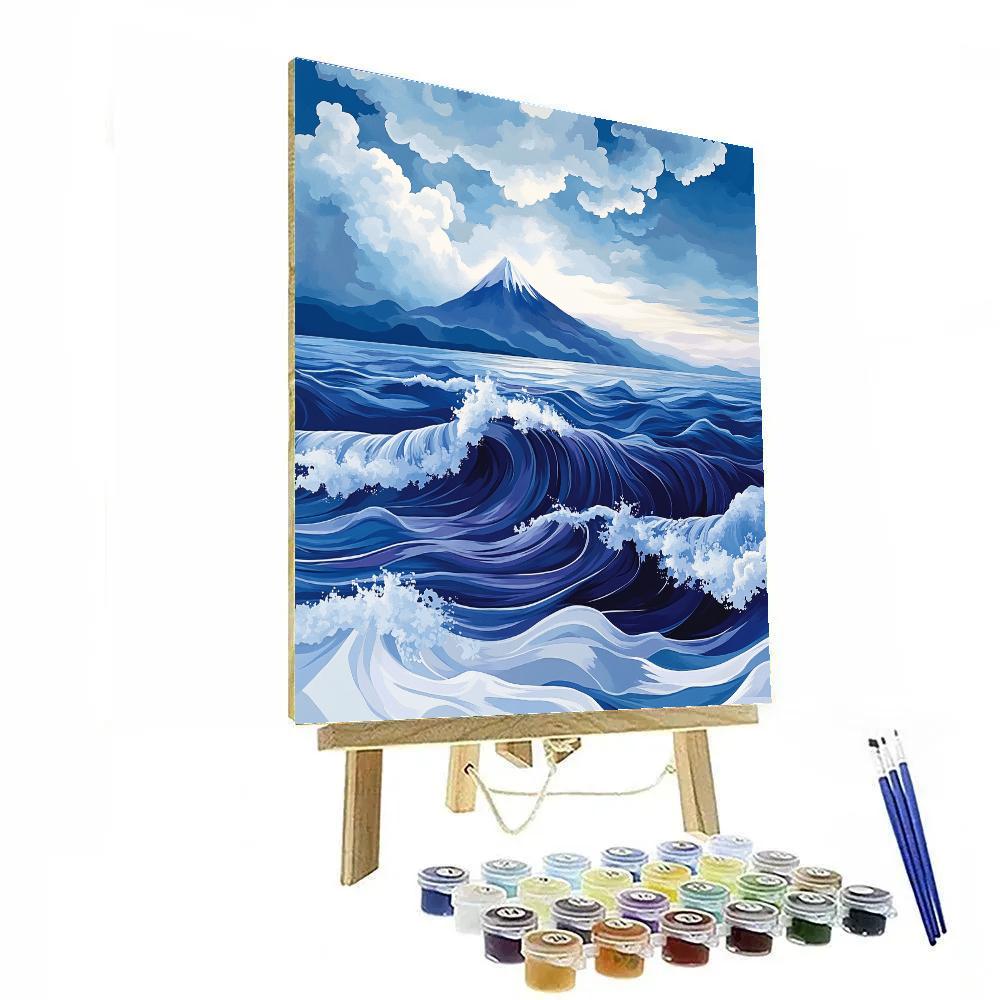 Hokusai Inspired Ocean Mountain Storm Paint by numbers kits