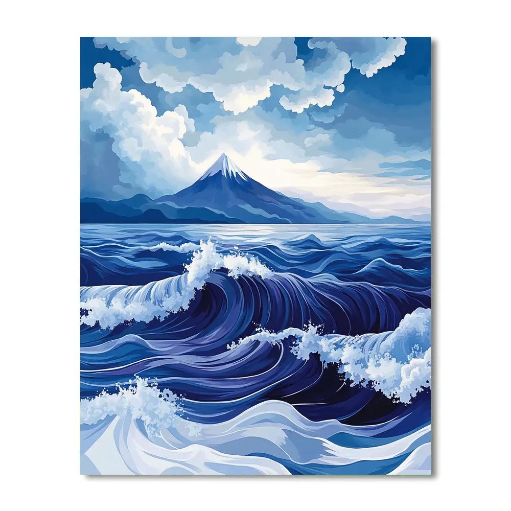 Hokusai Inspired Ocean Mountain Storm Paint by numbers kits