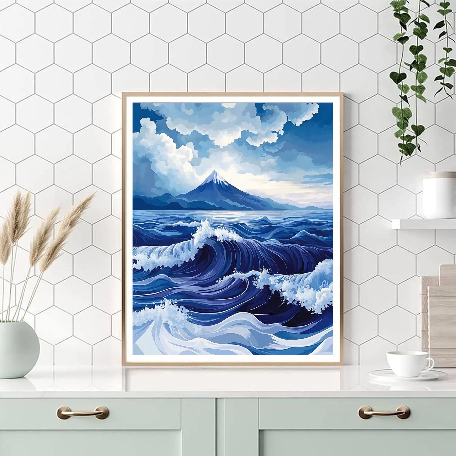 Hokusai Inspired Ocean Mountain Storm Paint by numbers kits