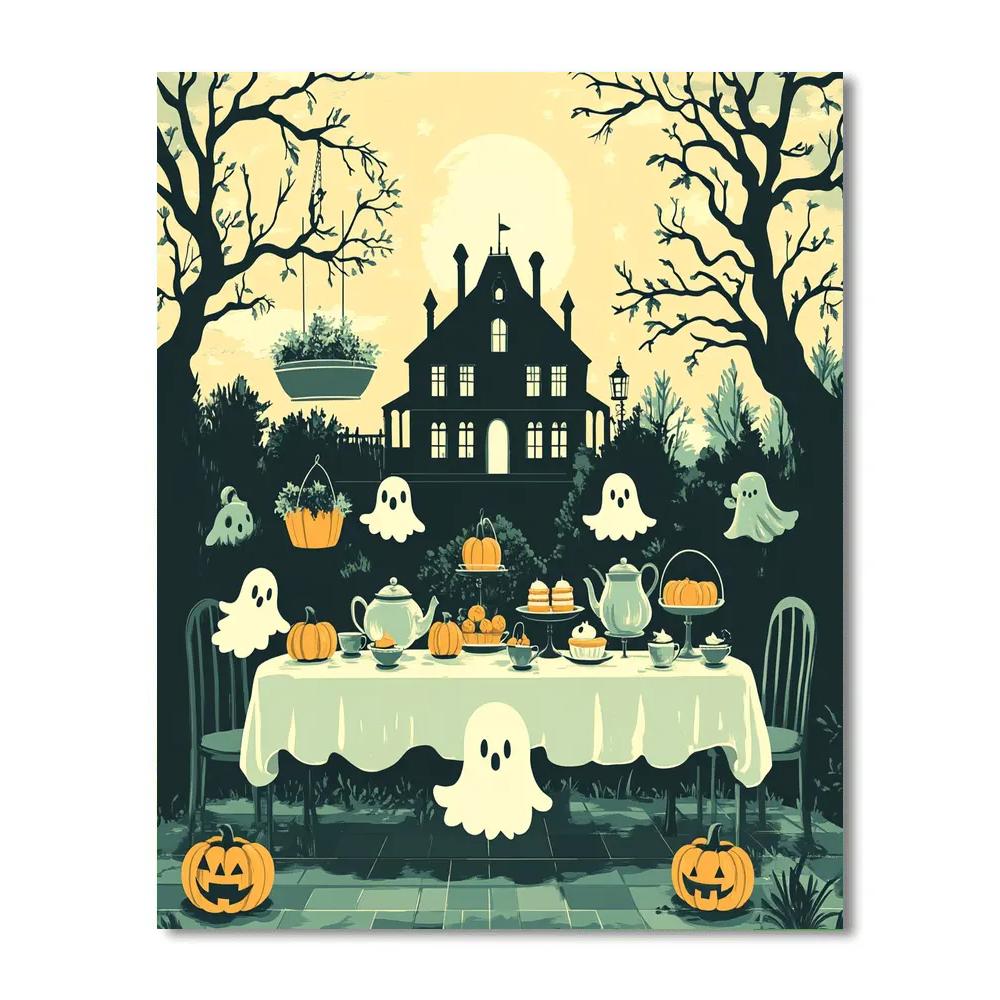 Ghostly Tea Party At The Manor paint by numbers