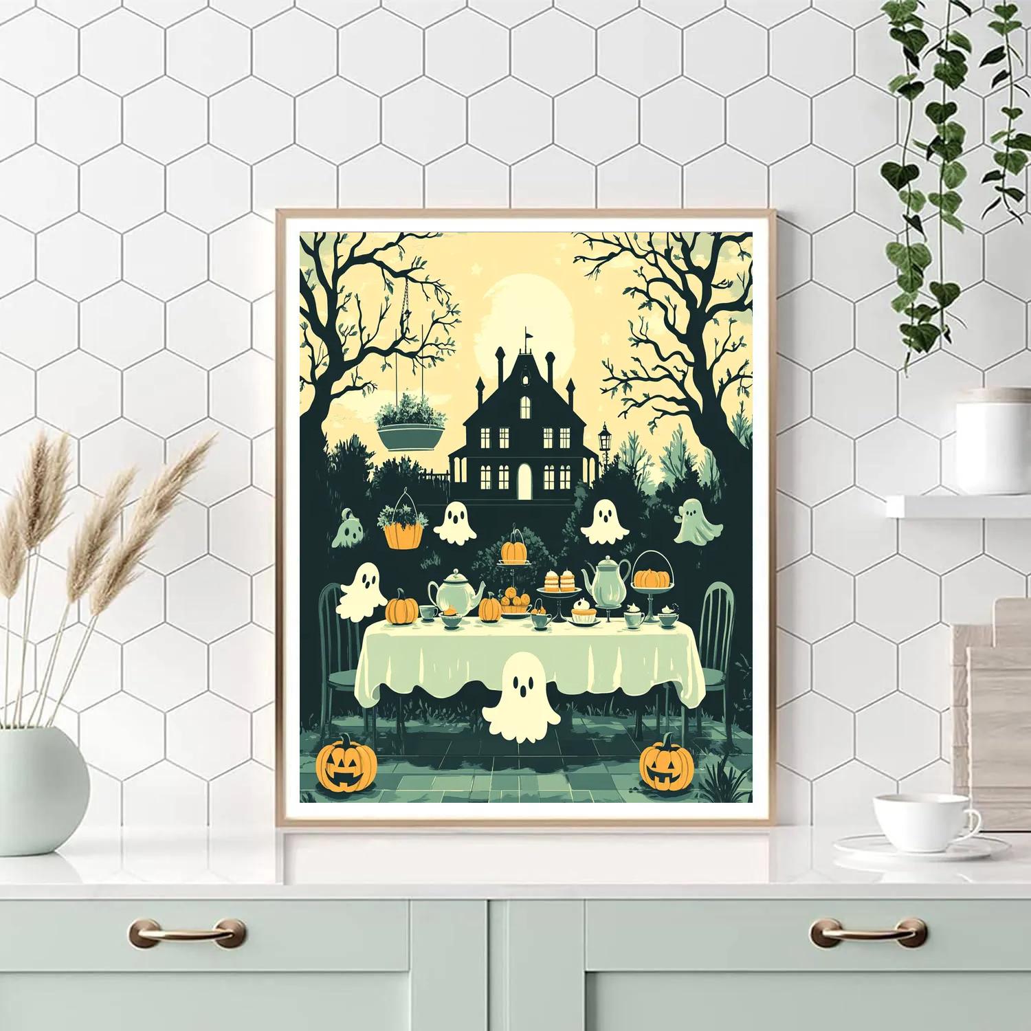 Ghostly Tea Party At The Manor paint by numbers