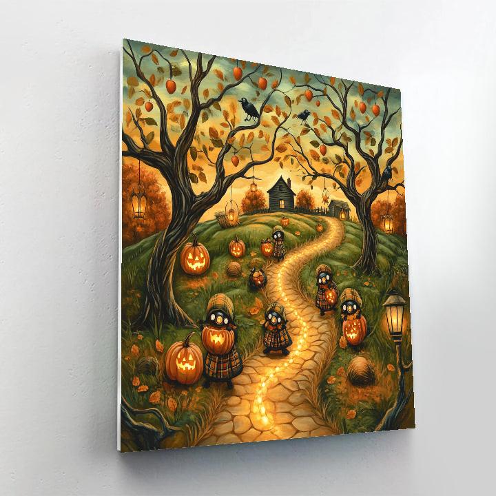 Harvest Imps In Spooky Orchard Number painting