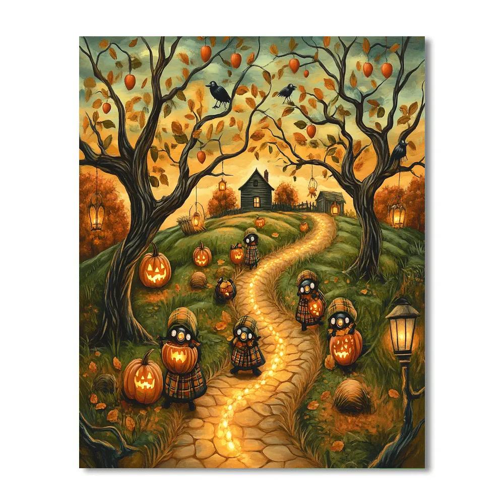 Harvest Imps In Spooky Orchard Number painting