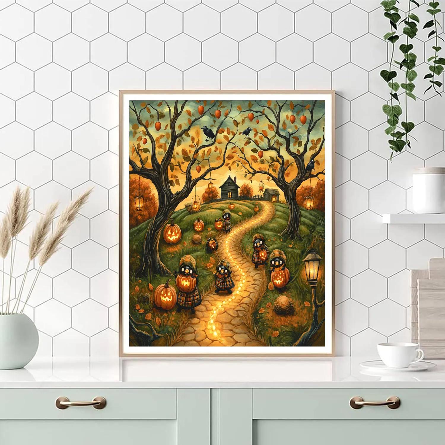 Harvest Imps In Spooky Orchard Number painting