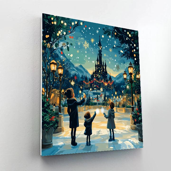 Castle Lights Midnight Snowfall Disney DIY paint by numbers