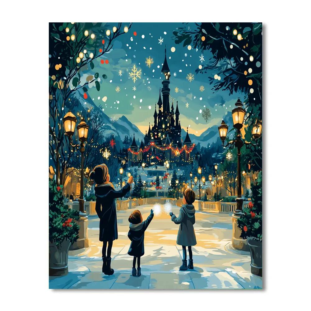 Castle Lights Midnight Snowfall Disney DIY paint by numbers