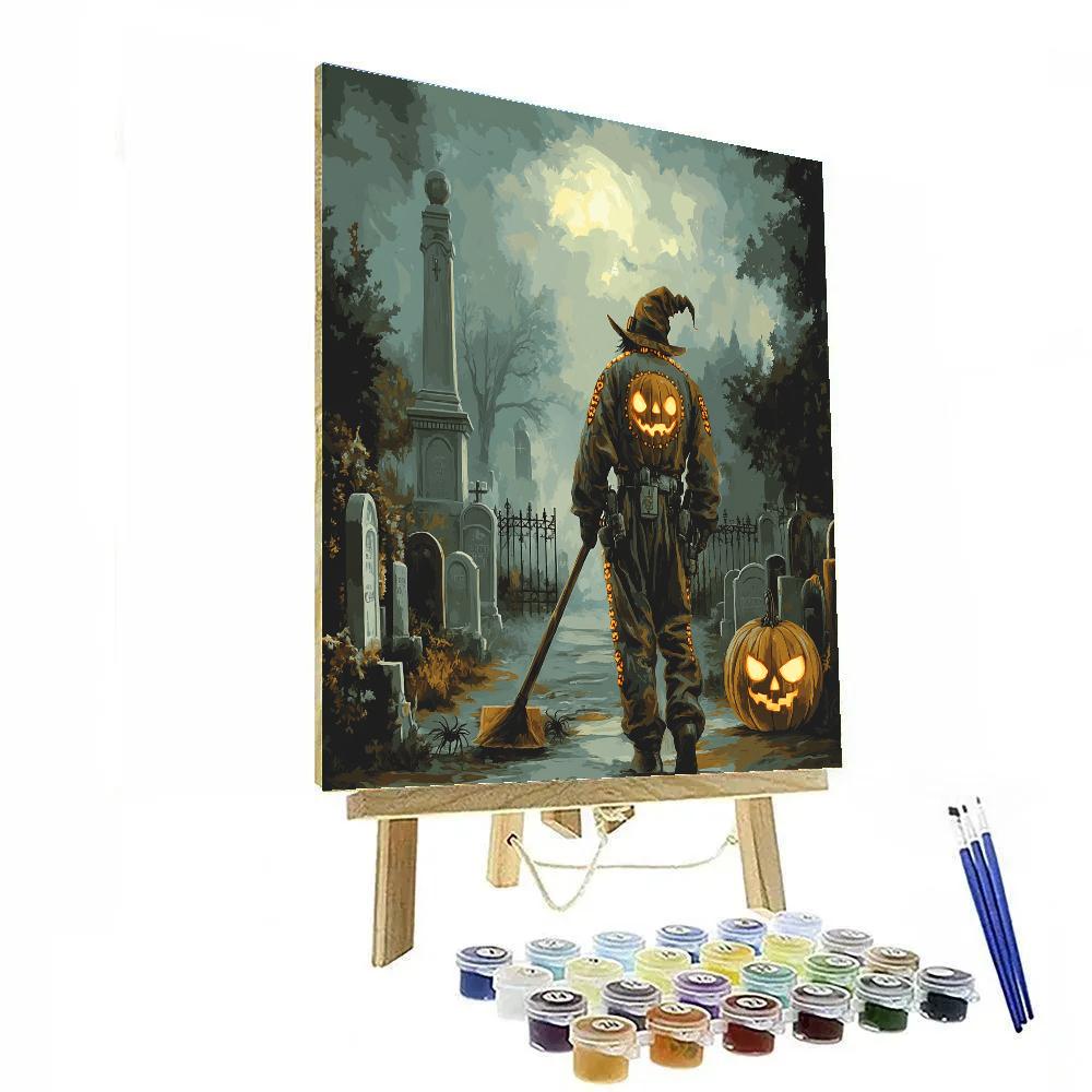 Cemetery Caretaker Pumpkin Suit DIY paint by numbers