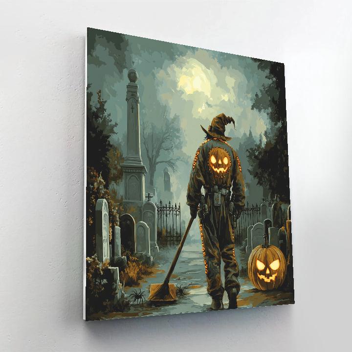 Cemetery Caretaker Pumpkin Suit DIY paint by numbers