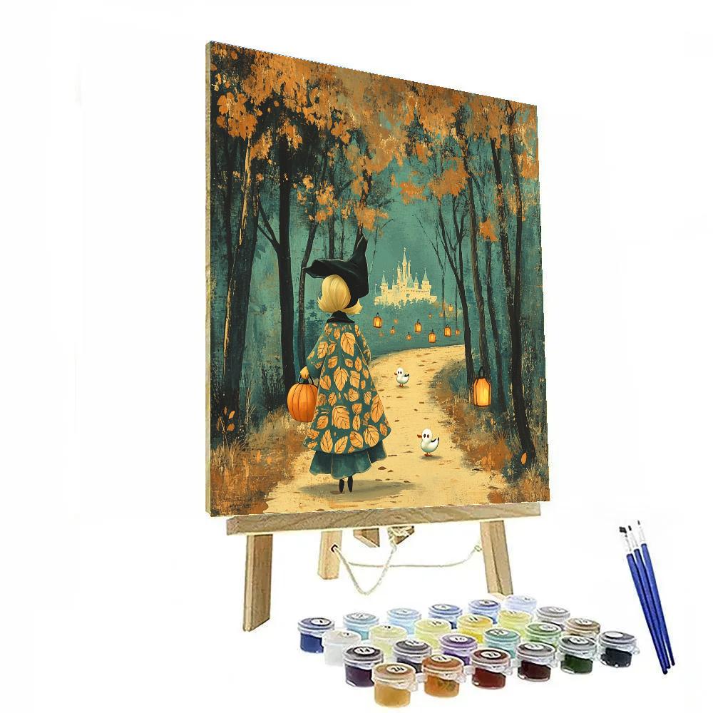 Autumn Stroll With Daisy Witch paint by color