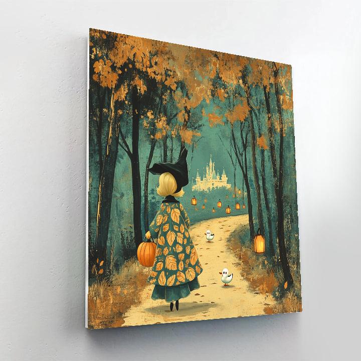 Autumn Stroll With Daisy Witch paint by color