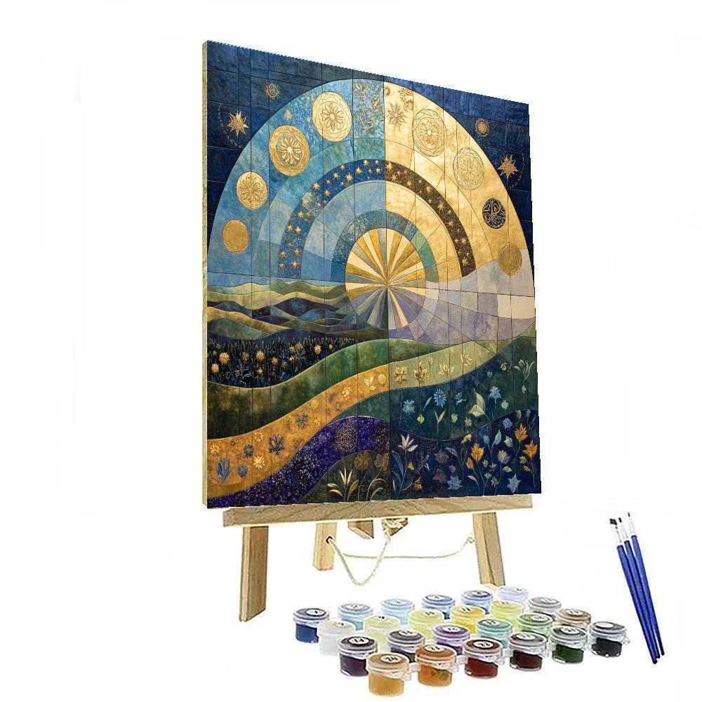Gustav Klimt Inspired Cosmic Mosaic Of Seasons painting number kit