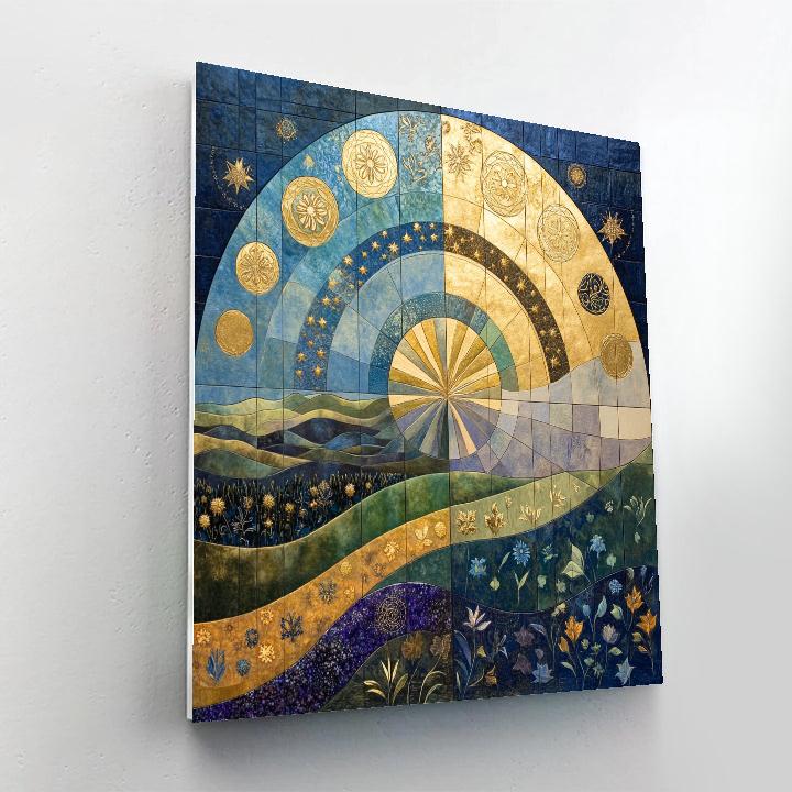 Gustav Klimt Inspired Cosmic Mosaic Of Seasons painting number kit