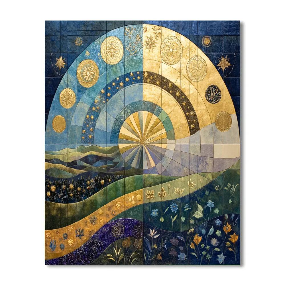 Gustav Klimt Inspired Cosmic Mosaic Of Seasons painting number kit