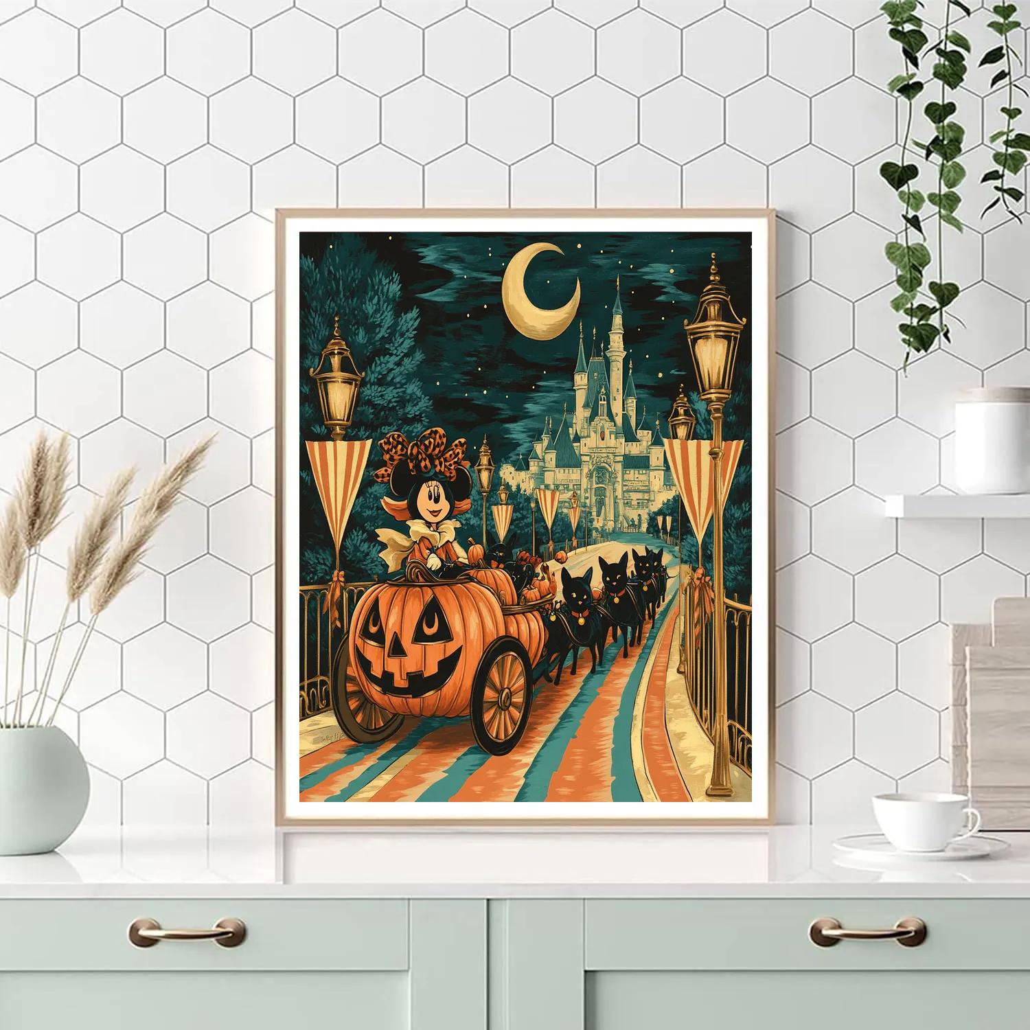 Minnie Midnight Pumpkin Carriage paint by numbers