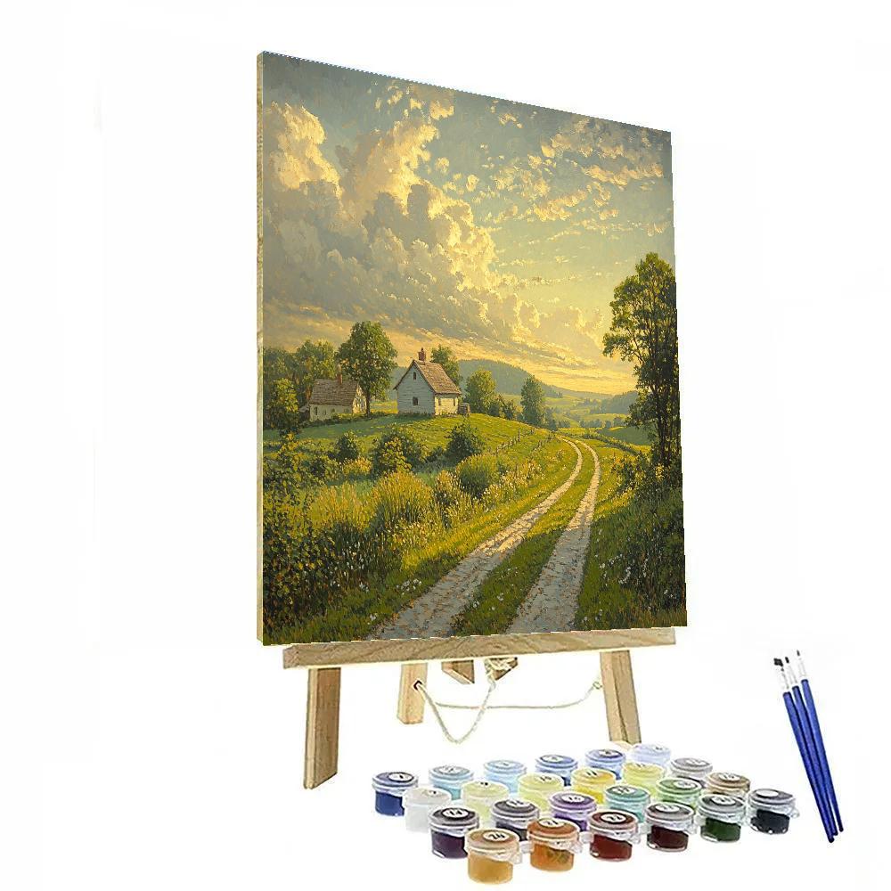 John Constable Inspired Summer Village Landscape paint by color