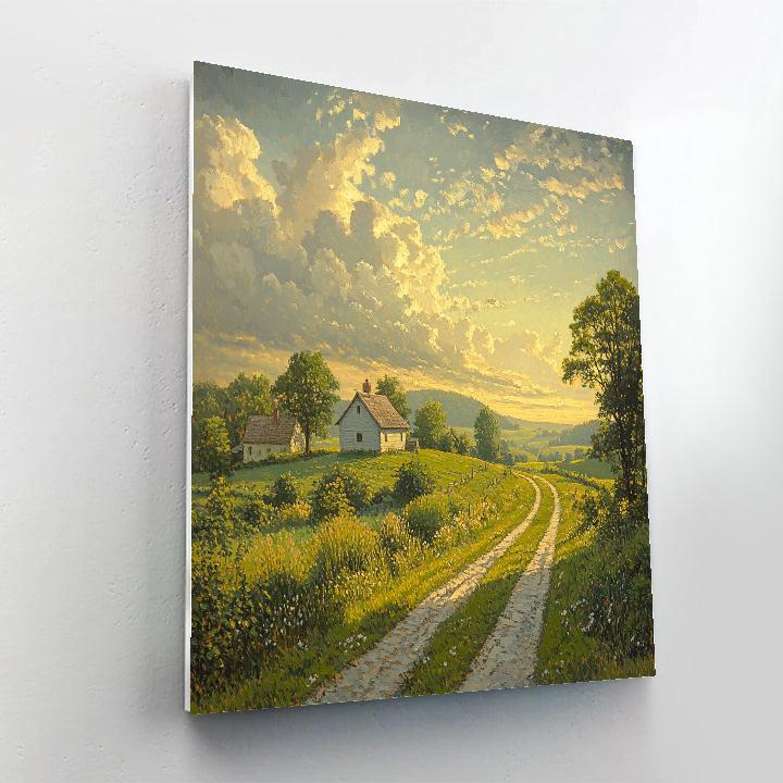 John Constable Inspired Summer Village Landscape paint by color