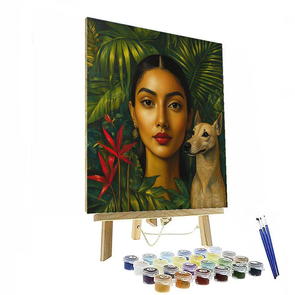 Frida Kahlo Inspired Self Portrait With Monkeys Painting by numbers kit