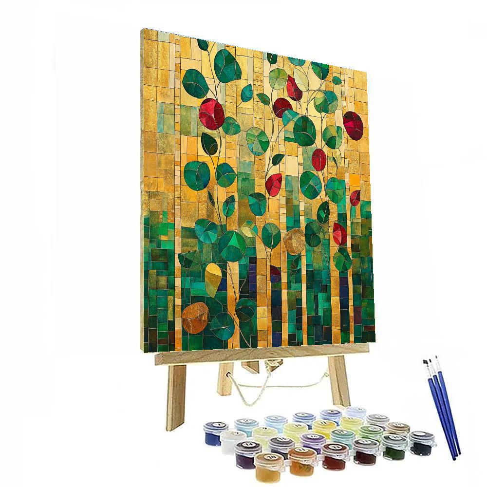 Gustav Klimt Inspired Mosaic Garden Of Leaves Painting by numbers kit