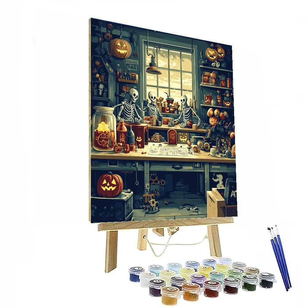 Haunted Toy Workshop At Dawn Numbered painting kits