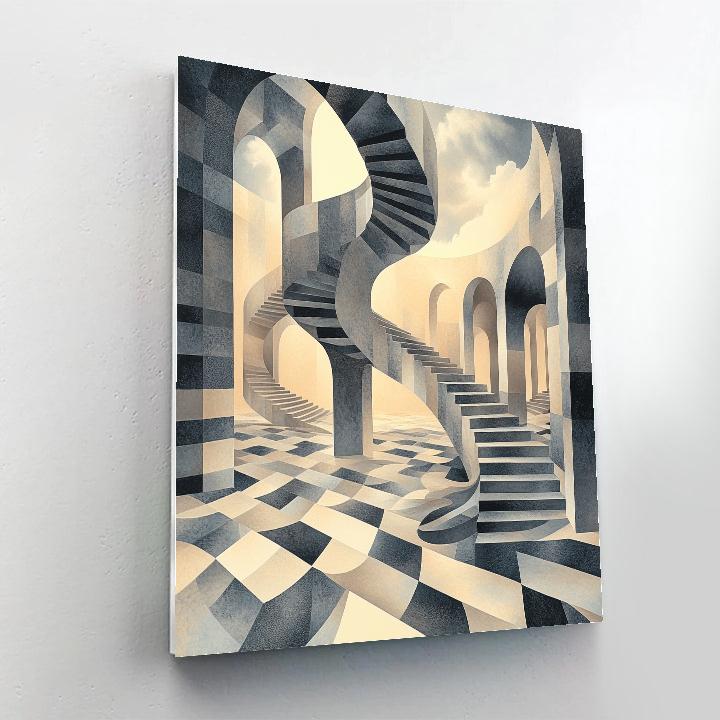 M.C. Escher Inspired Infinity Stair Nexus Paint by numbers art