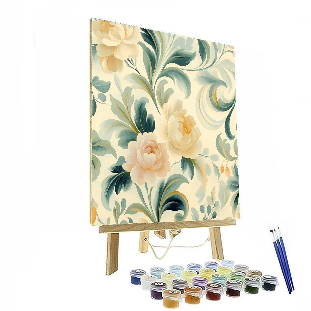 Alphonse Mucha Inspired Whimsical Floral Dance Number painting