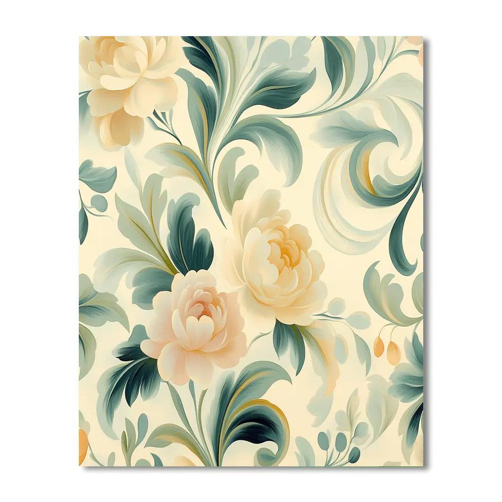 Alphonse Mucha Inspired Whimsical Floral Dance Number painting