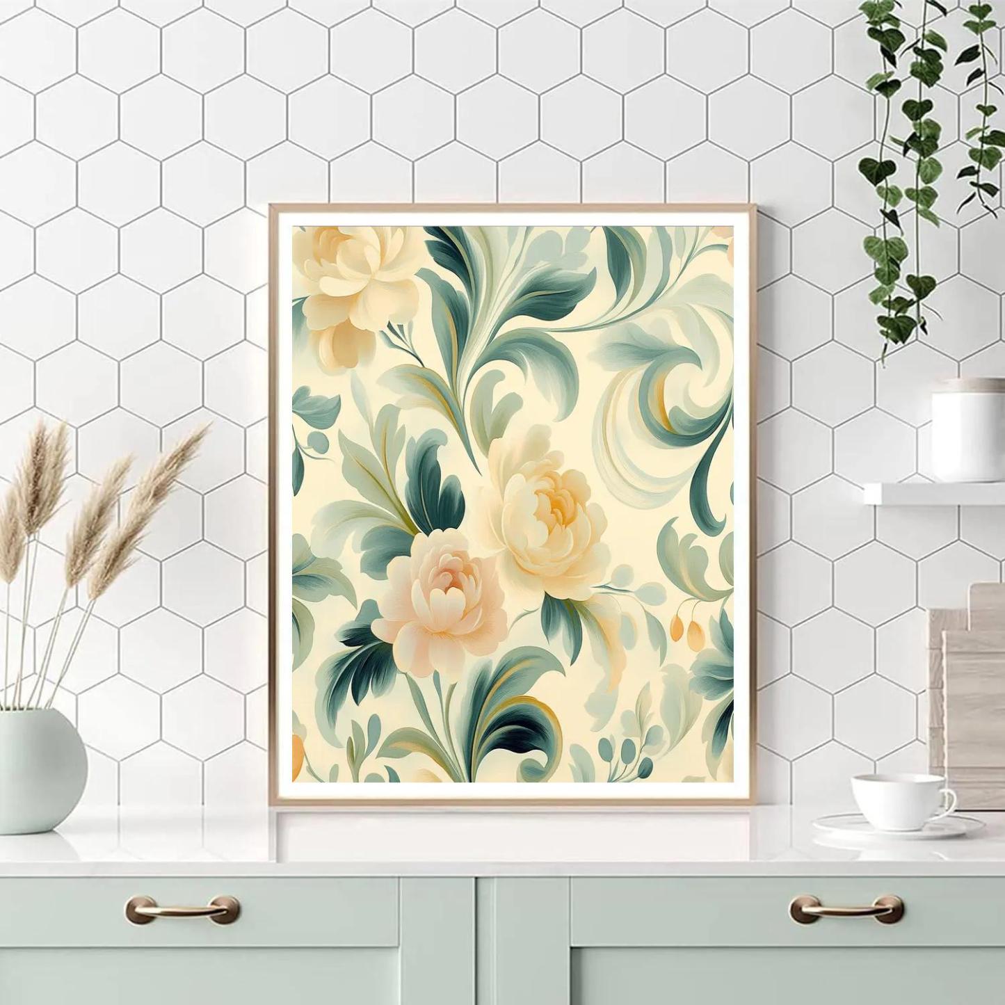 Alphonse Mucha Inspired Whimsical Floral Dance Number painting