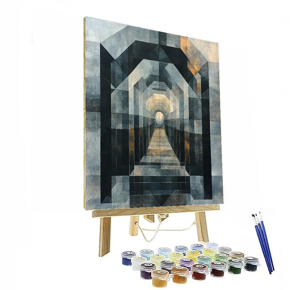 M.C. Escher Inspired Paradoxical Crystal Labyrinth Painting by numbers kit