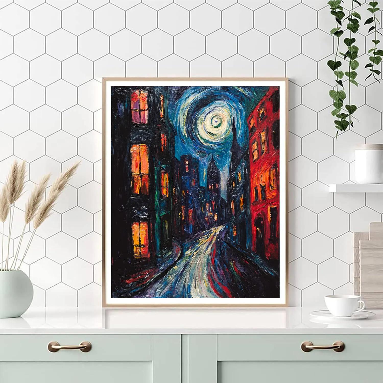 Edvard Munch Inspired Emotional Cityscape Paint by numbers art