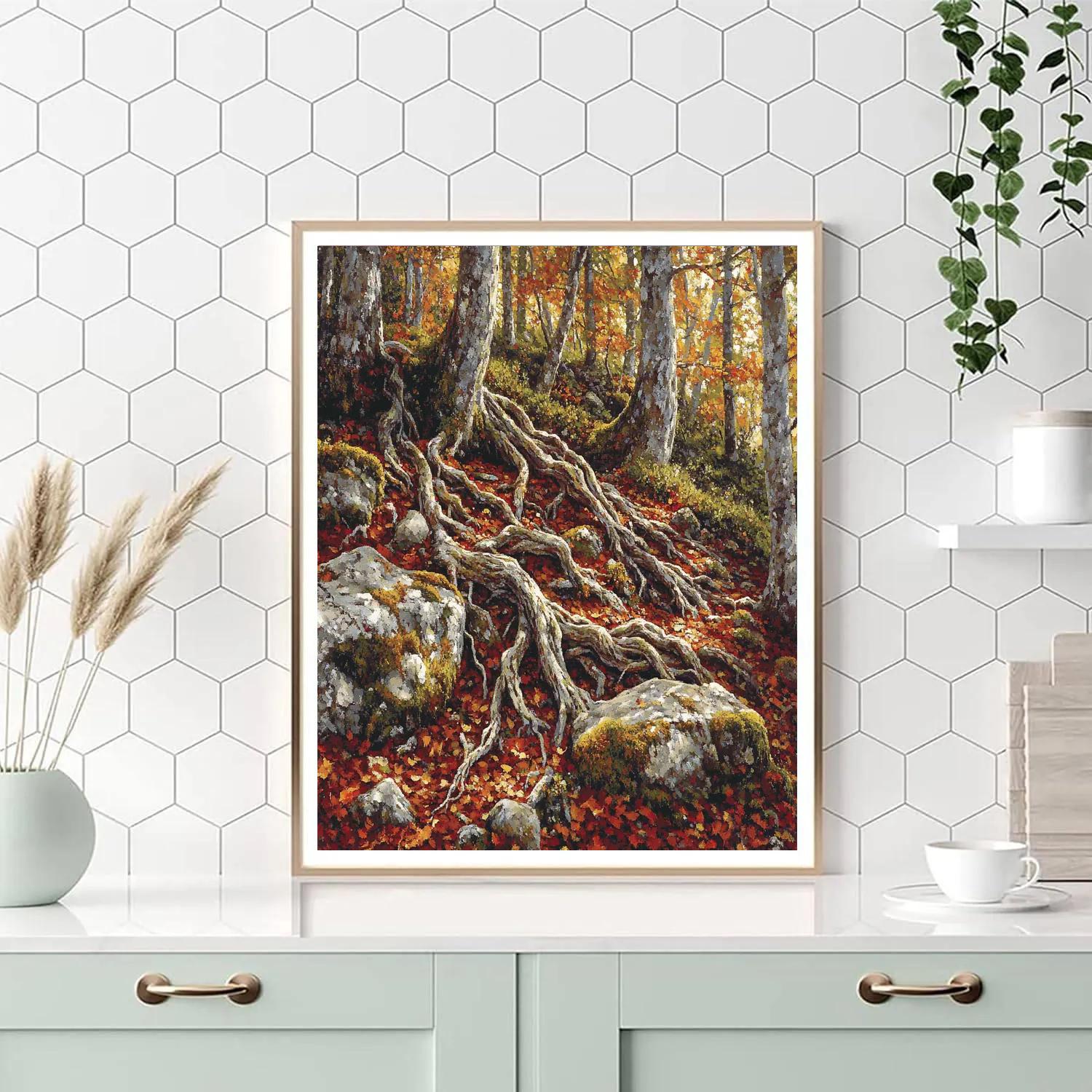 Arthur Lismer Inspired Twisted Root Study Paint by numbers art