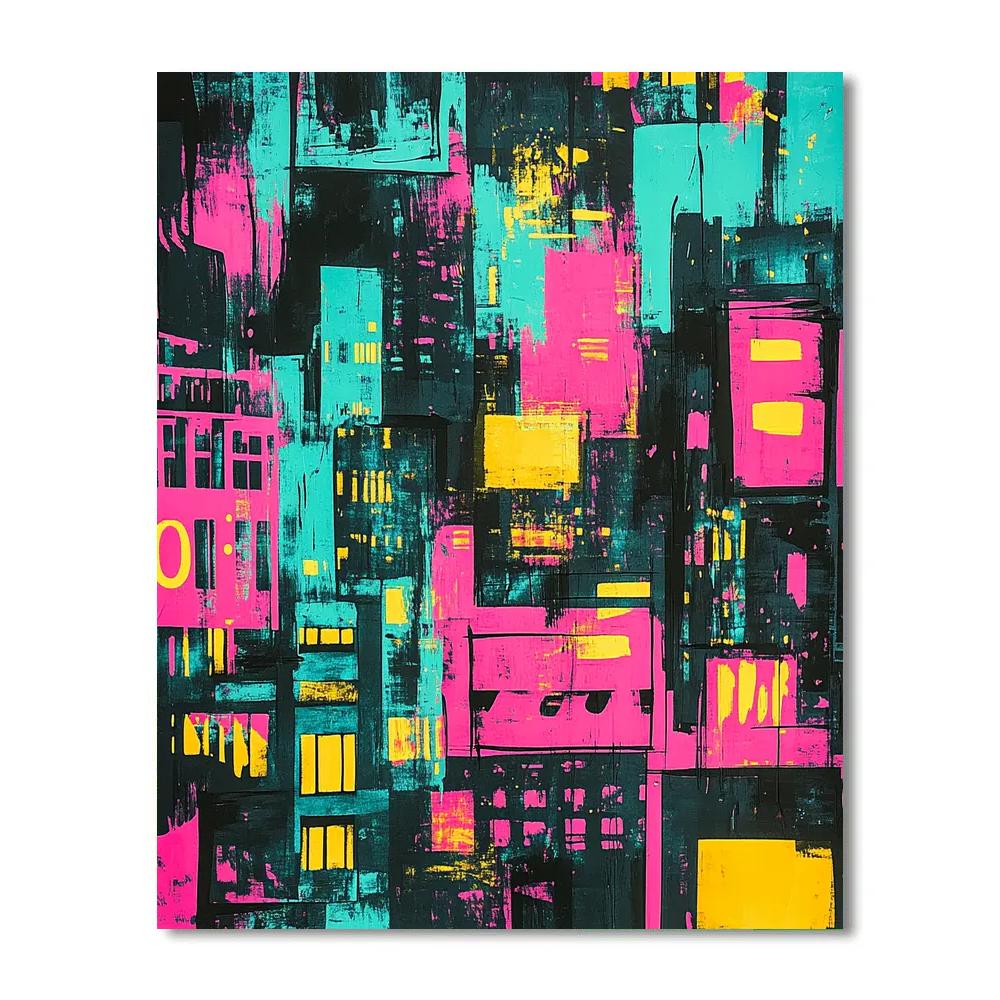 Andy Warhol Inspired Neon Citylights Painting by numbers kit