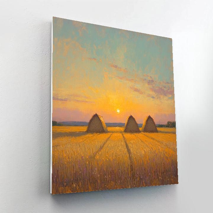 Claude Monet Inspired Haystacks At Summer Dusk DIY paint by numbers