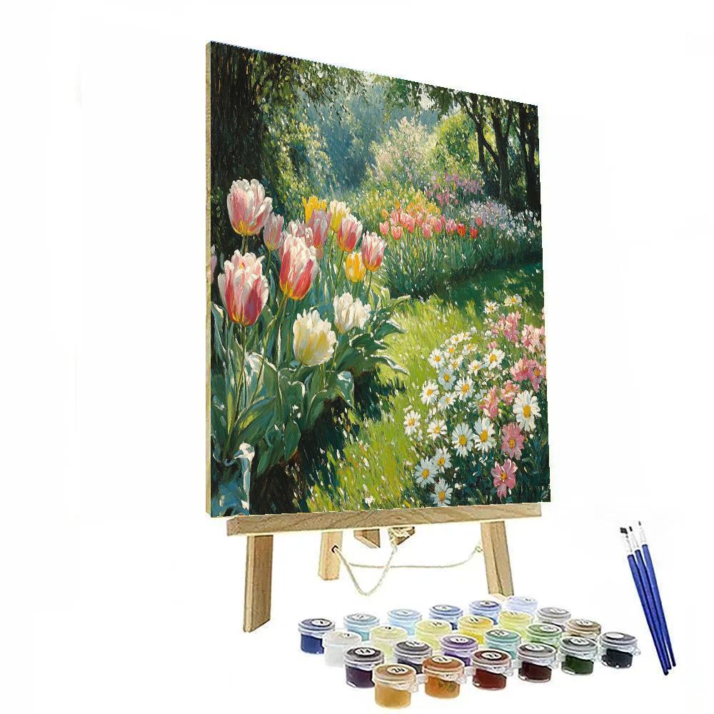 Claude Monet Inspired Flower Garden In Spring DIY paint by numbers