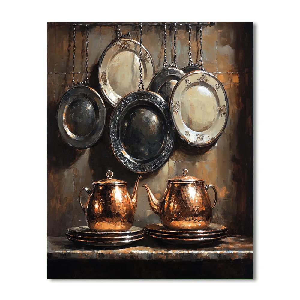 Diego Velázquez Inspired Copper Kettle Arrangement Number painting