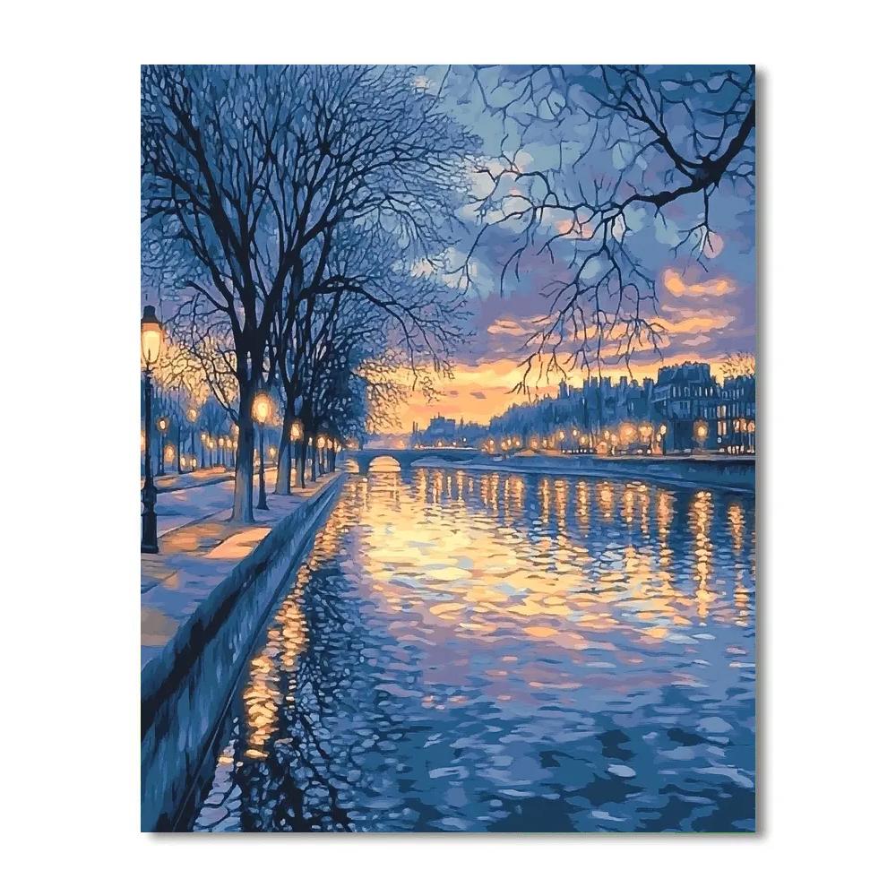 Claude Monet Inspired Twilight Reflections On The Seine Paint by numbers art