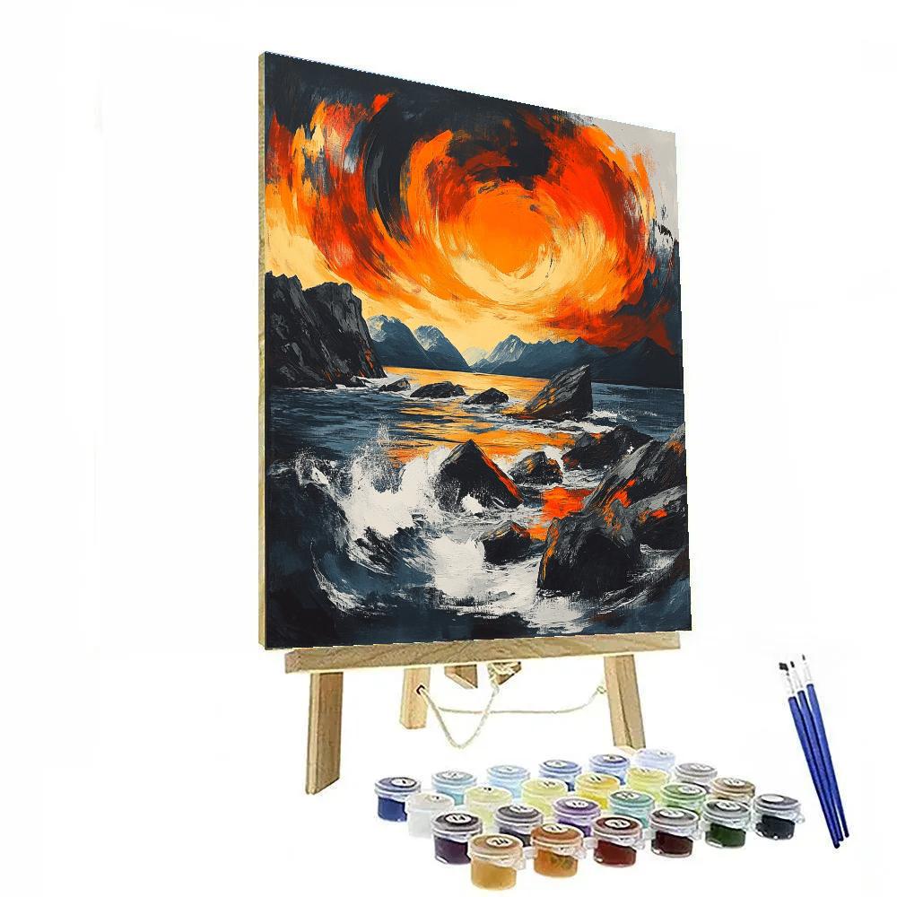 Edvard Munch Inspired Stormy Fjord Drama DIY paint by numbers