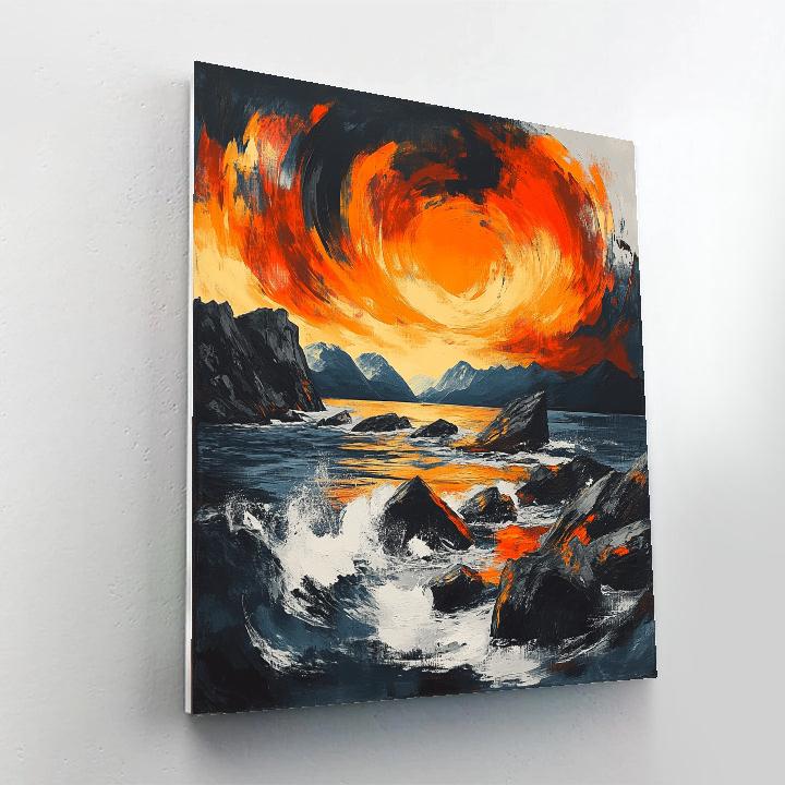 Edvard Munch Inspired Stormy Fjord Drama DIY paint by numbers