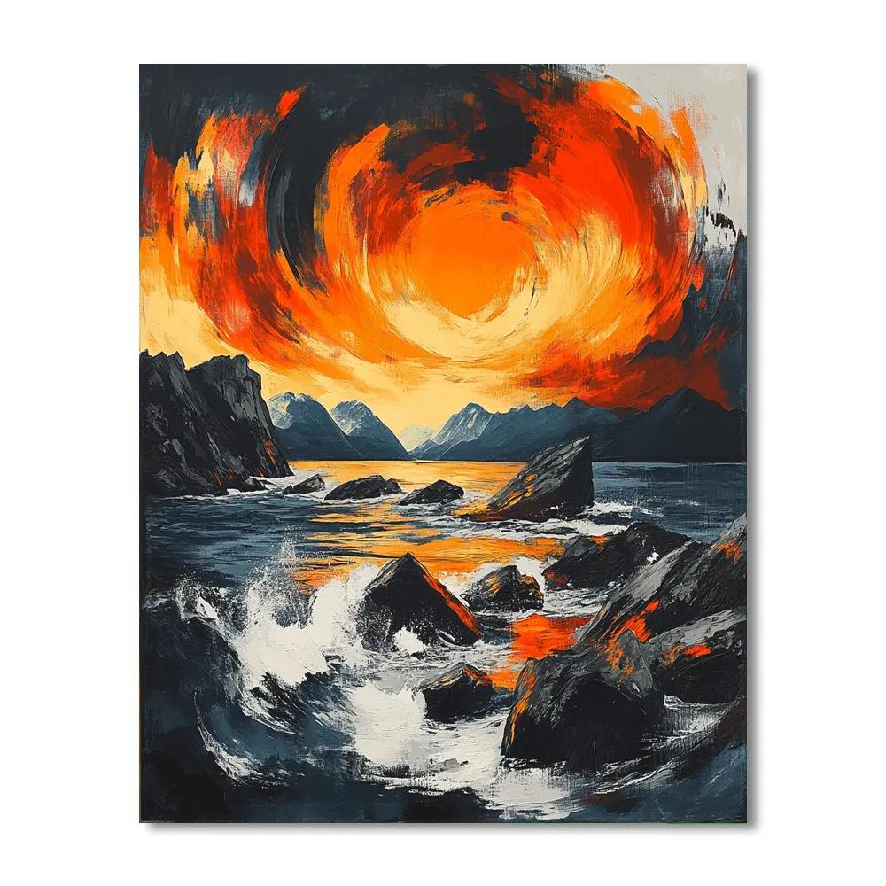 Edvard Munch Inspired Stormy Fjord Drama DIY paint by numbers