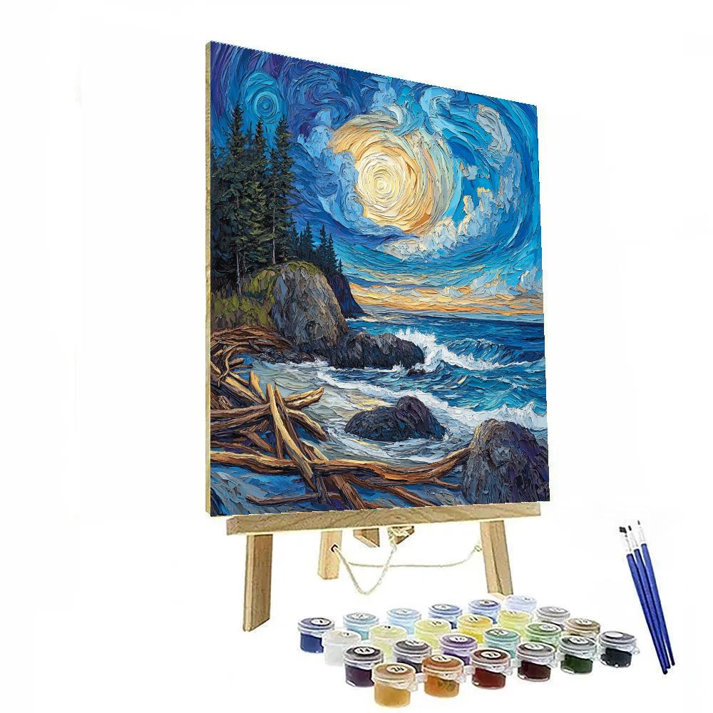 Emily Carr Inspired Windswept Coastal Driftwood paint by numbers