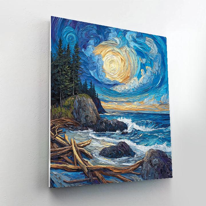 Emily Carr Inspired Windswept Coastal Driftwood paint by numbers